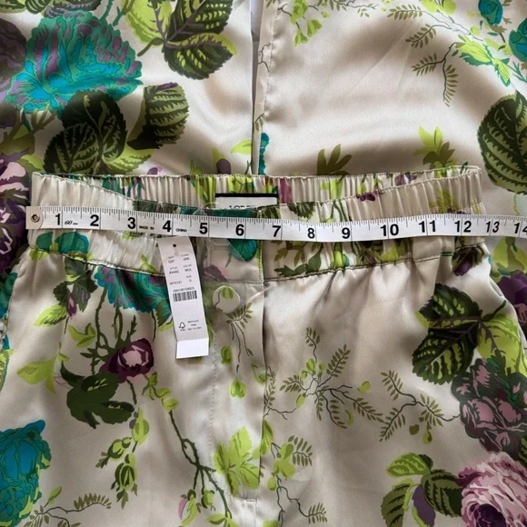 J CREW Collection Pull On Crop Pant in Ratti Leafy Floral Satin Flowy Size 0 - Picture 9 of 13